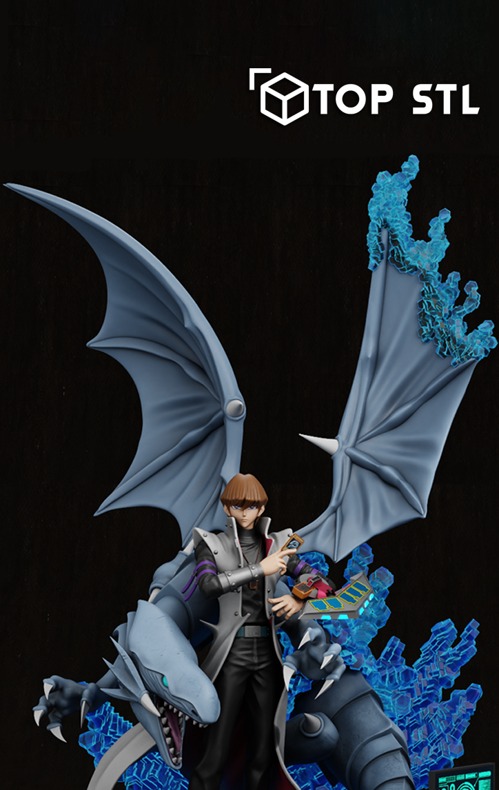 Kaiba and Blue Eyes White Dragon Yu-Gi-Oh! – STL File for 3D Printing - Image 2