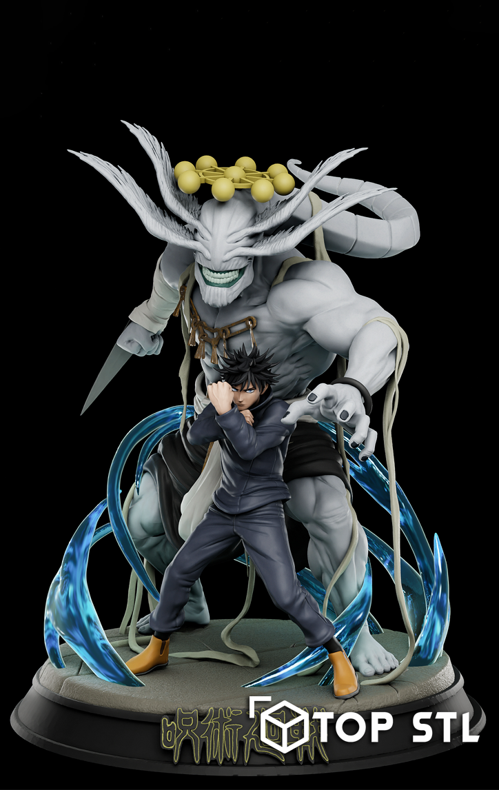 Megumi Fushiguro and Mahoraga High-Detail STL 3D Model