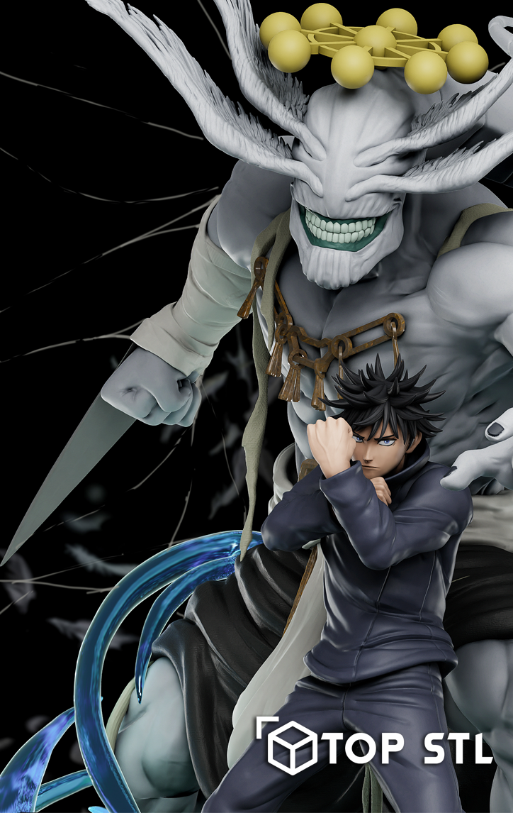 Megumi Fushiguro and Mahoraga High-Detail STL 3D Model - Image 2