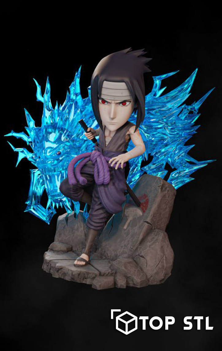 Sasuke Uchiha and Chibi (Naruto) Collectible STL 3D Print - Image 2