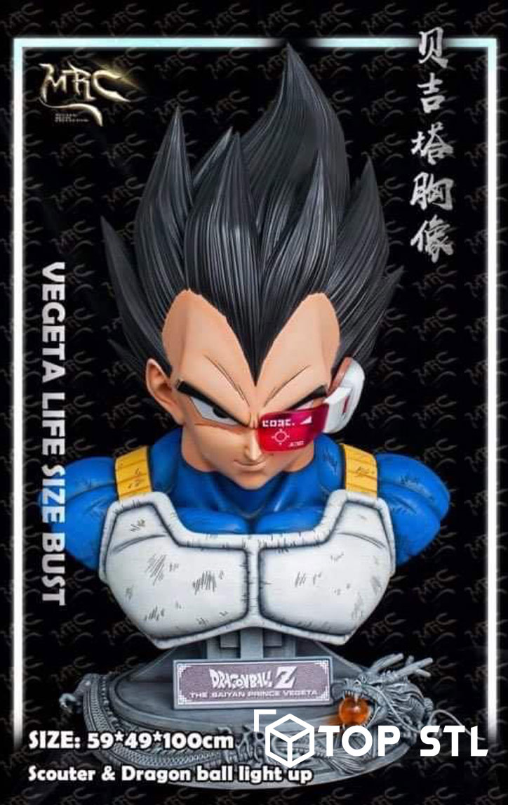 Vegeta BUST MRC Studio Replica Dragonball DBZ 11 Life Size 3D Print STL Model - Image 2