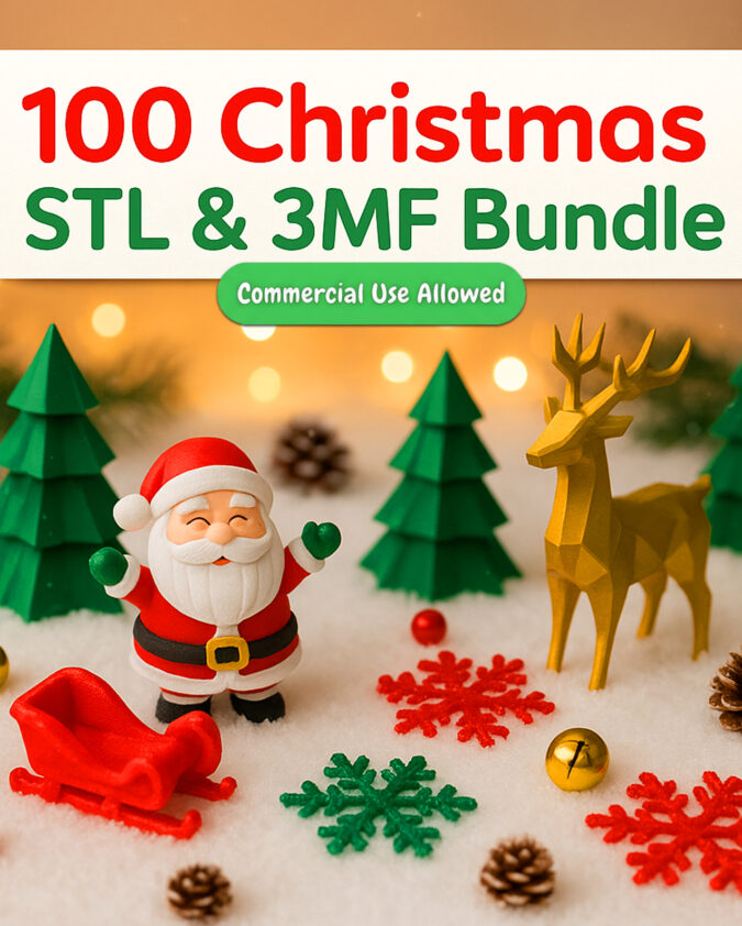 Christmas STL Bundle – 100 Holiday 3D Print Models (STL & 3MF)