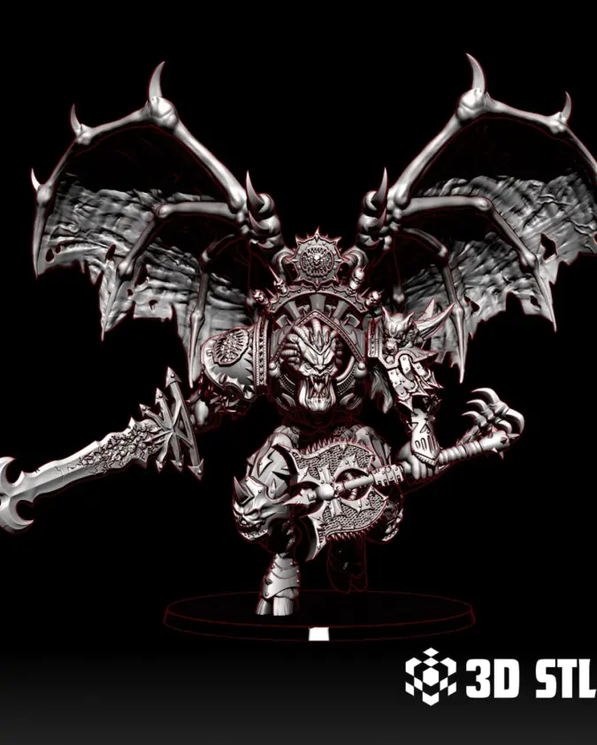 Angry Demon STL – Warhammer-Style Dark Fantasy Miniature