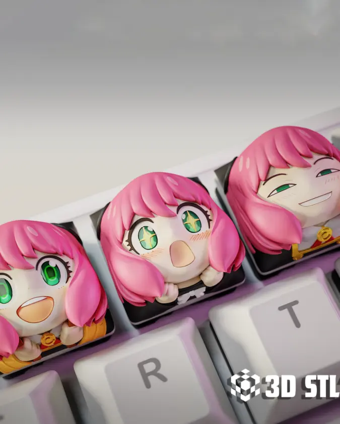 Anime Keycaps STL – Maomao, Frieren & Anya Keyboard Caps