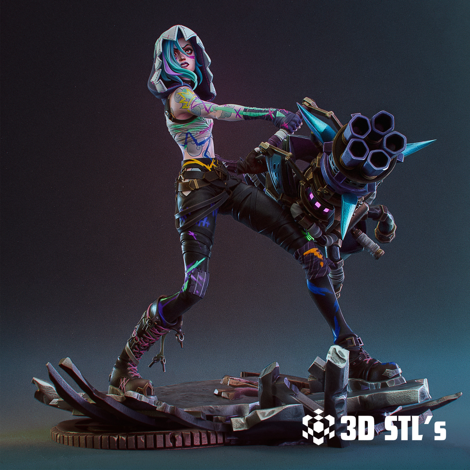 Arcane Jinx STL File – League of Legends 3D Print Figure
