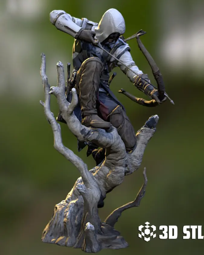 Assassin Figure STL – Creed-Inspired Hooded Warrior 3D Print