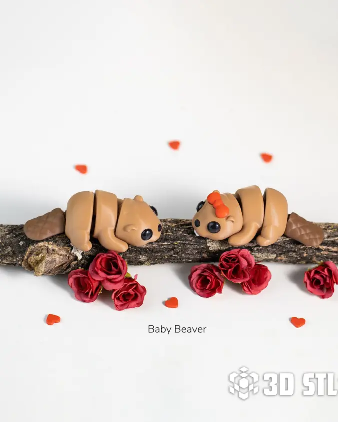 Baby Beaver STL & 3MF – Cute Woodland Mini with Keychain