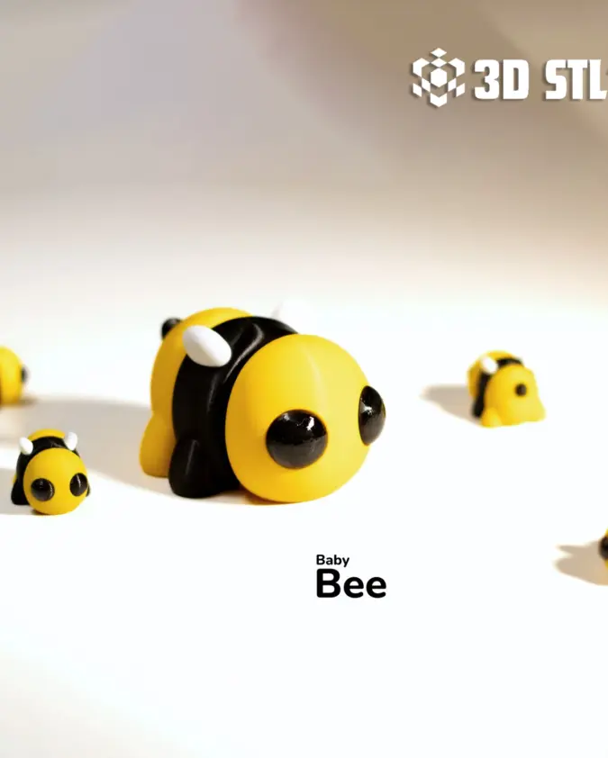 Baby Bee STL & 3MF – Cute Mini with Keychain Version