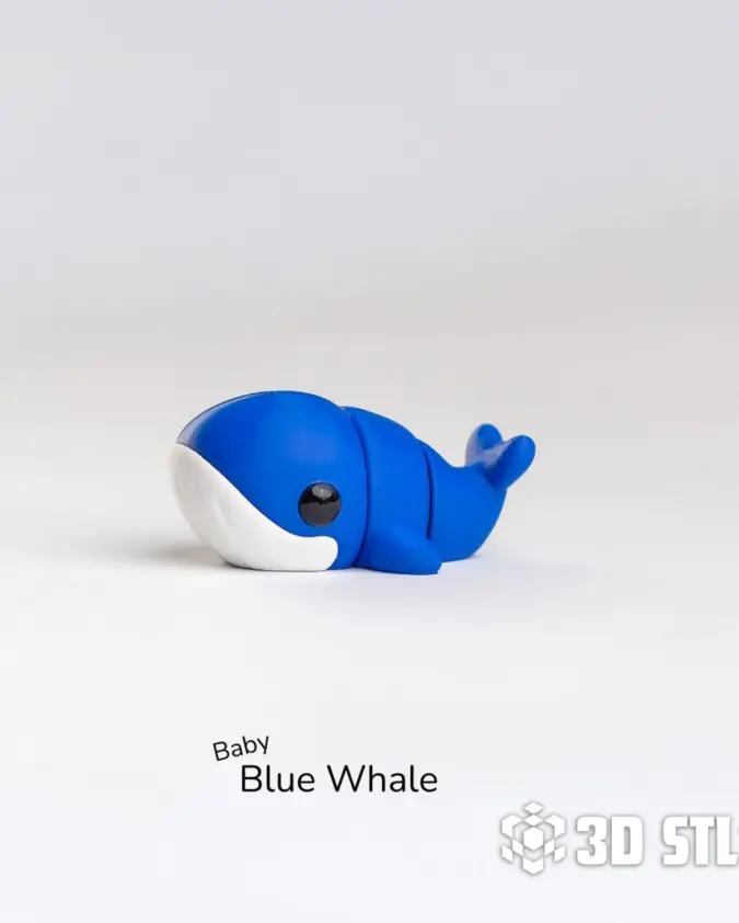 Baby Blue Whale STL & 3MF – Cute Sea Giant with Keychain