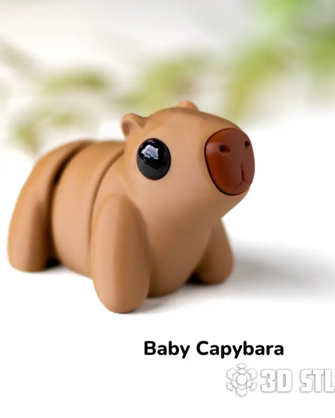 Baby Capybara STL & 3MF – Chill Cute Mini with Keychain