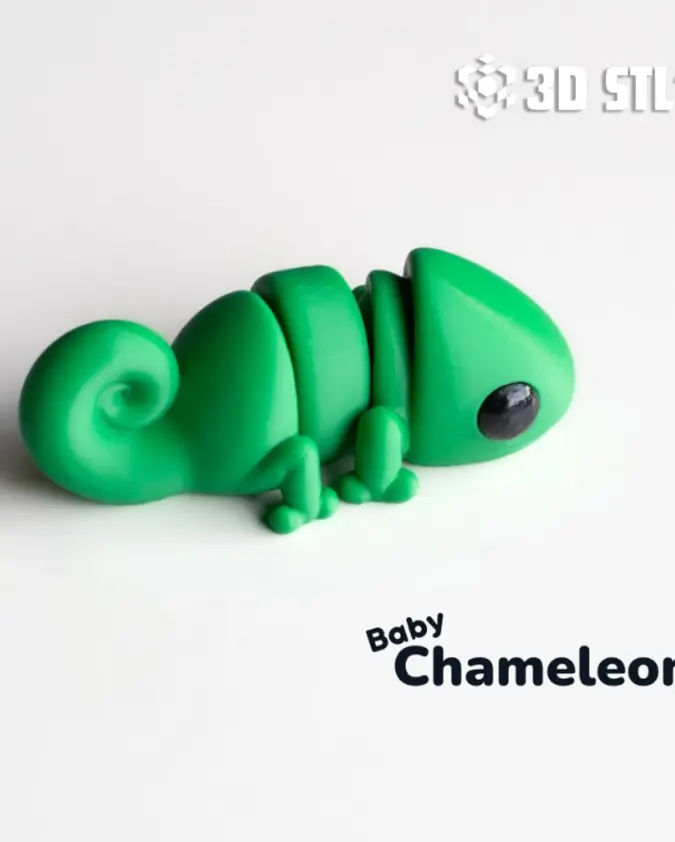 Baby Chameleon STL & 3MF – Cute Mini with Keychain Version