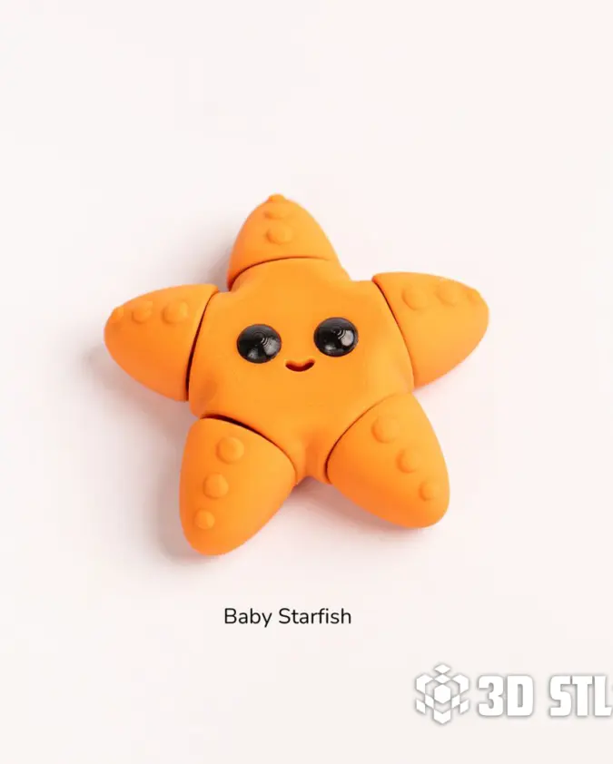 Baby Starfish STL & 3MF – Smiling Sea Star Mini with Keychain