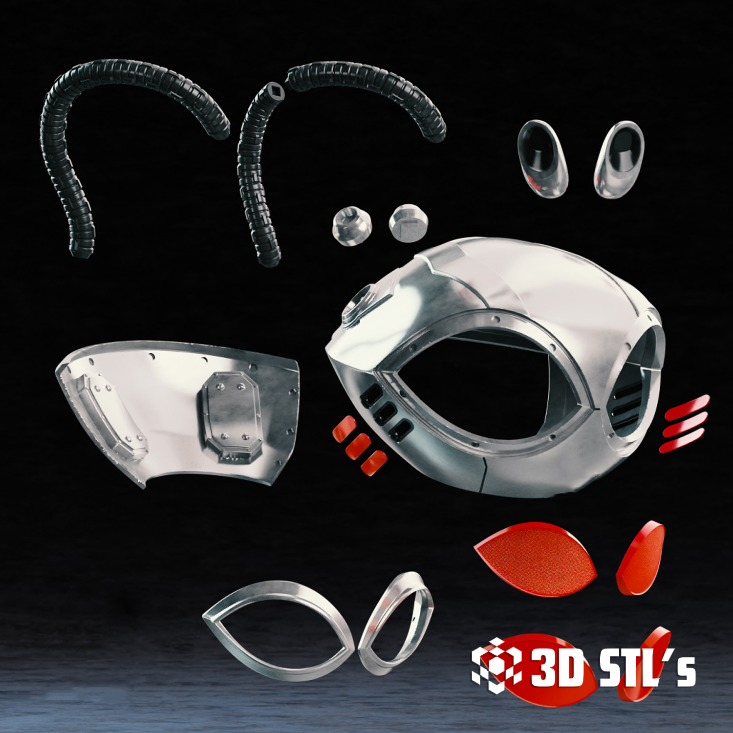 Black Manta Helmet STL – 3D print preview 6