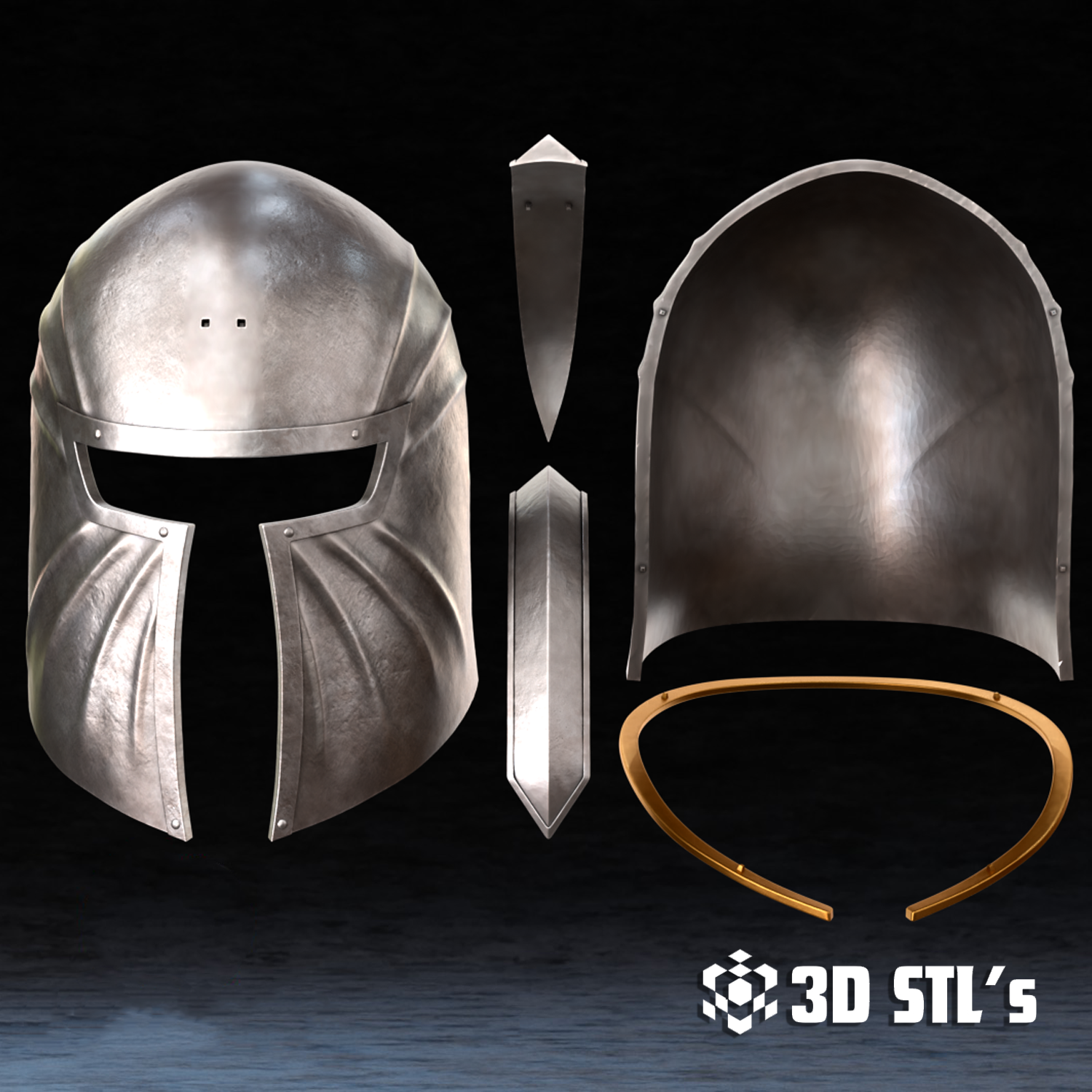 Blackwood Steel Armor Helmet STL – 3D print preview 5