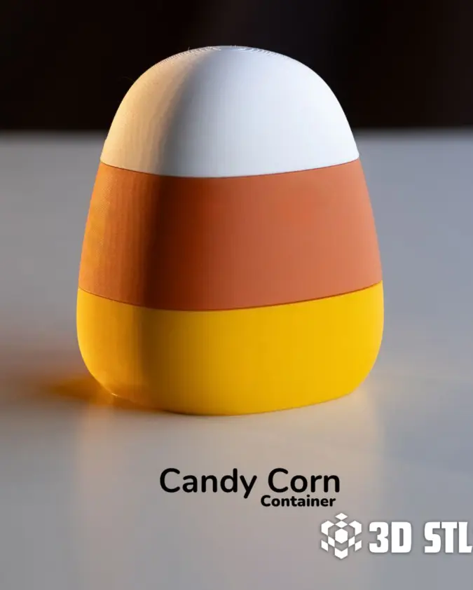 Candy Corn Container STL & 3MF – Halloween Treat Box with Lid