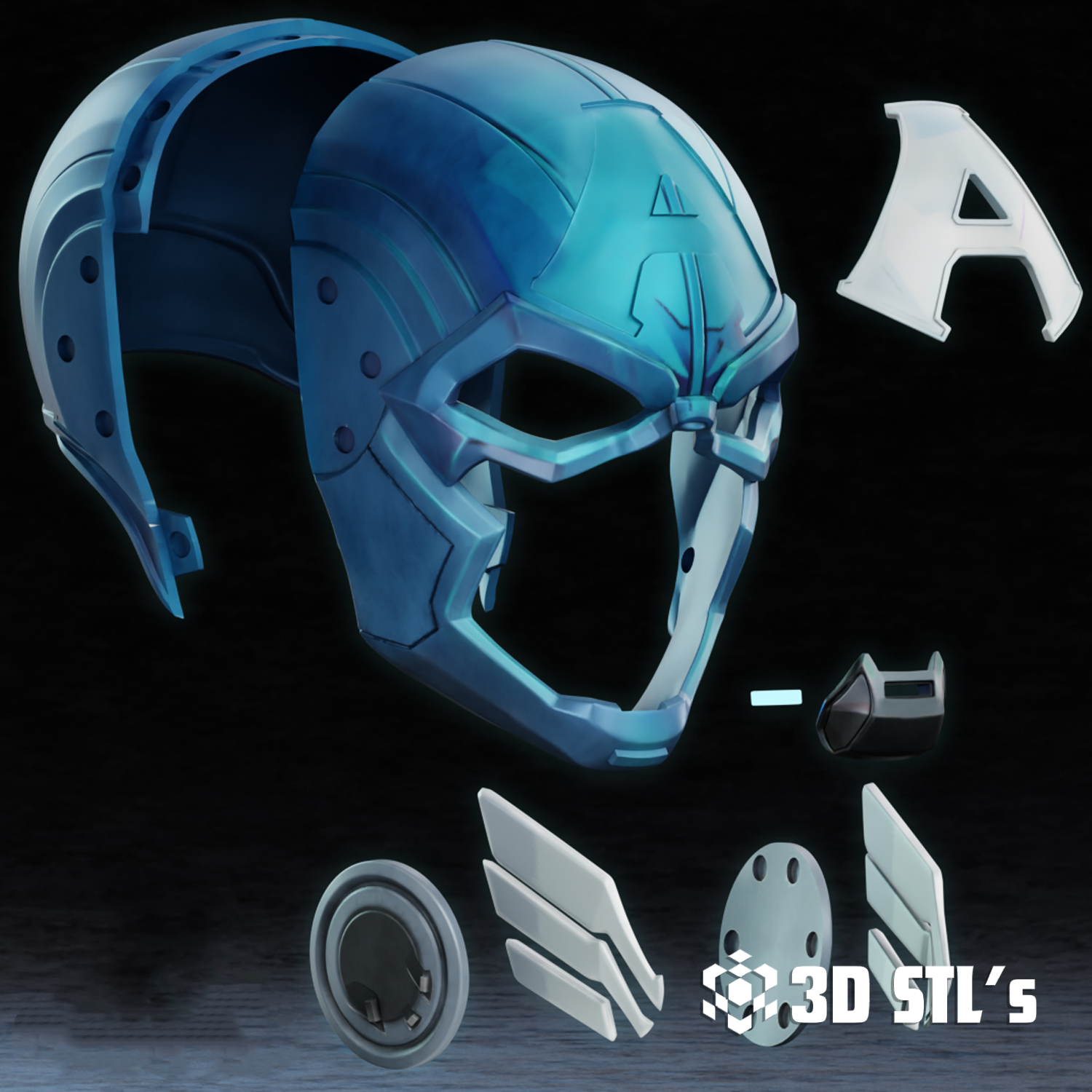 Captain America Mask STL – 3D print preview 5