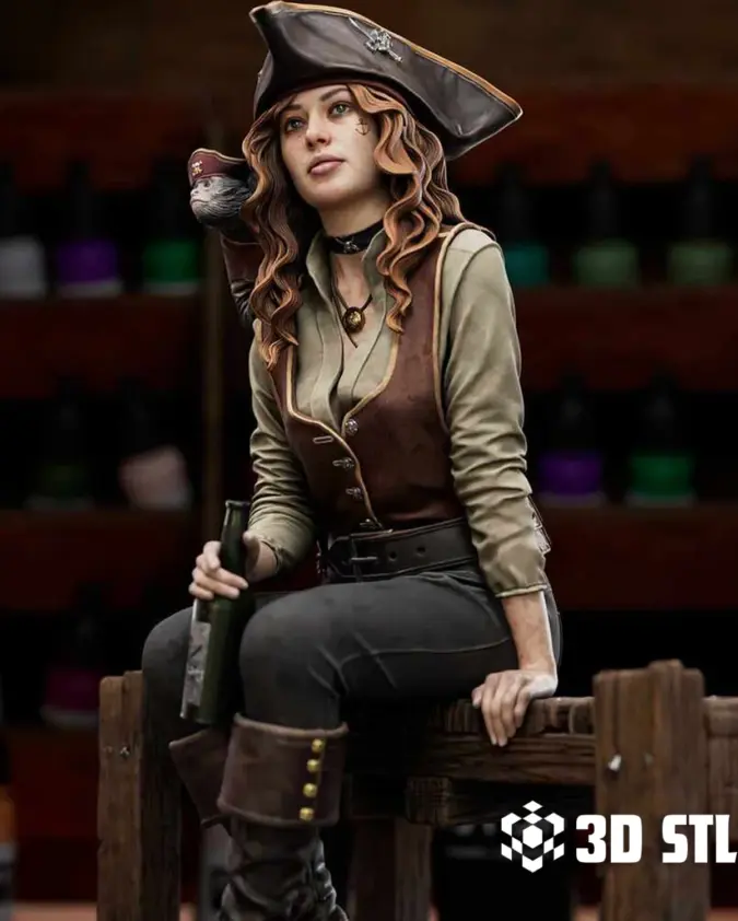 Captain Lyra Pirate STL – Female Pirate Fantasy 3D Print Figure