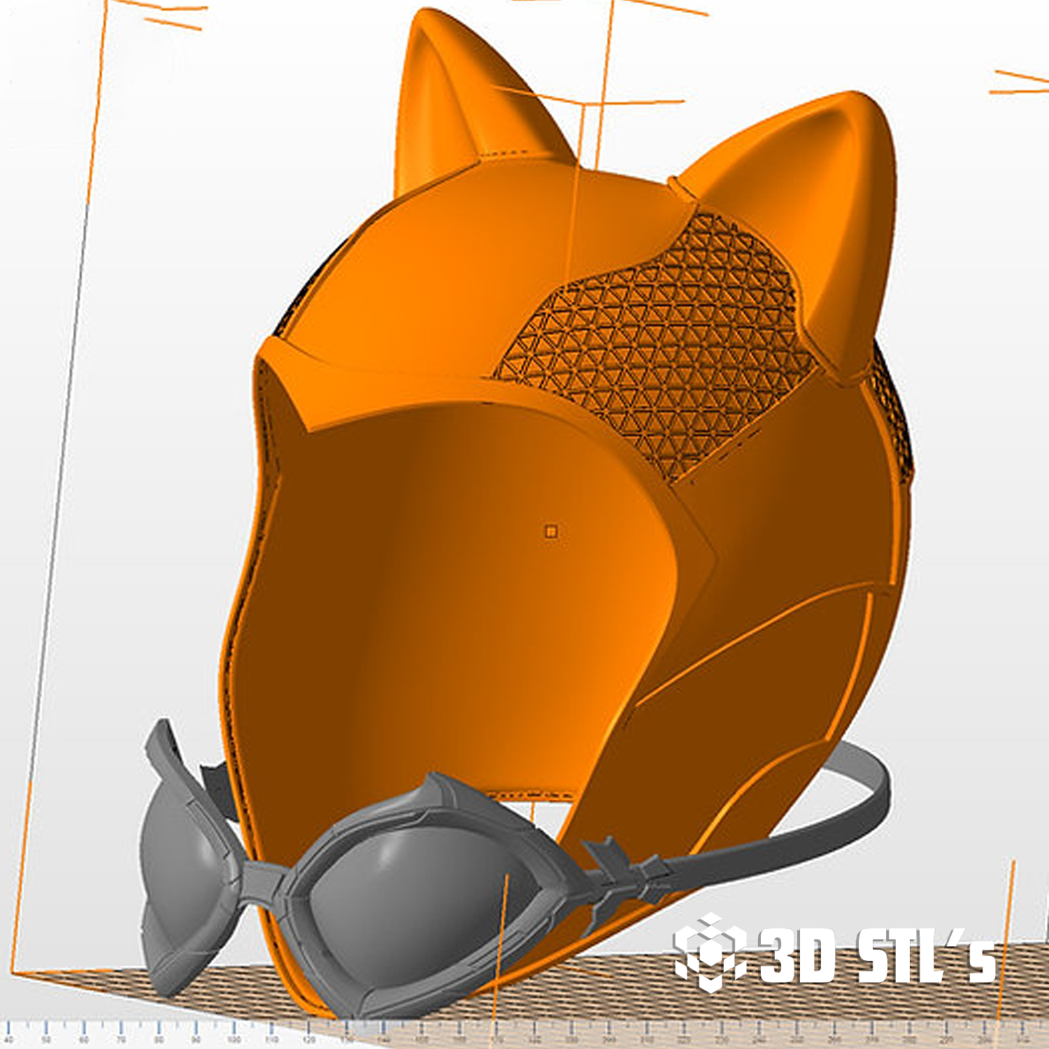 Catwoman Helmet STL – 3D print preview 3