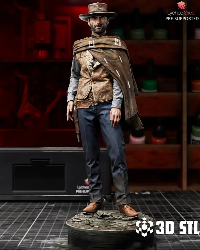 Clint Eastwood STL – Western Gunslinger 3D Print Figure