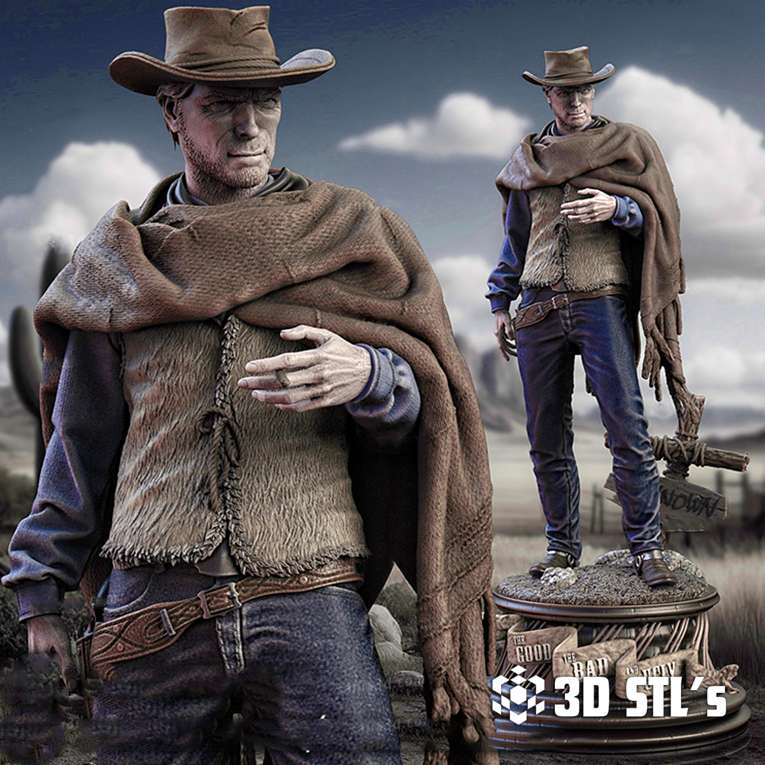 Man with No Name STL – Clint Eastwood Good, Bad & Ugly Figure