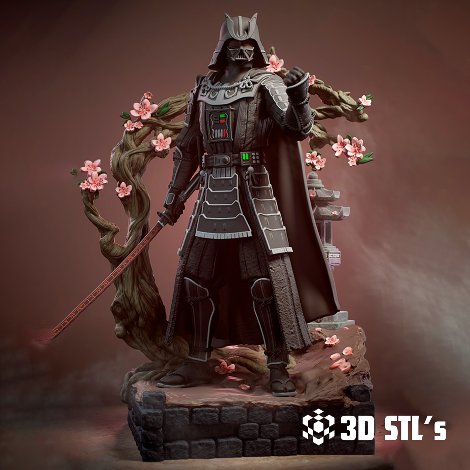 Samurai Darth Vader STL – 3D print preview 2