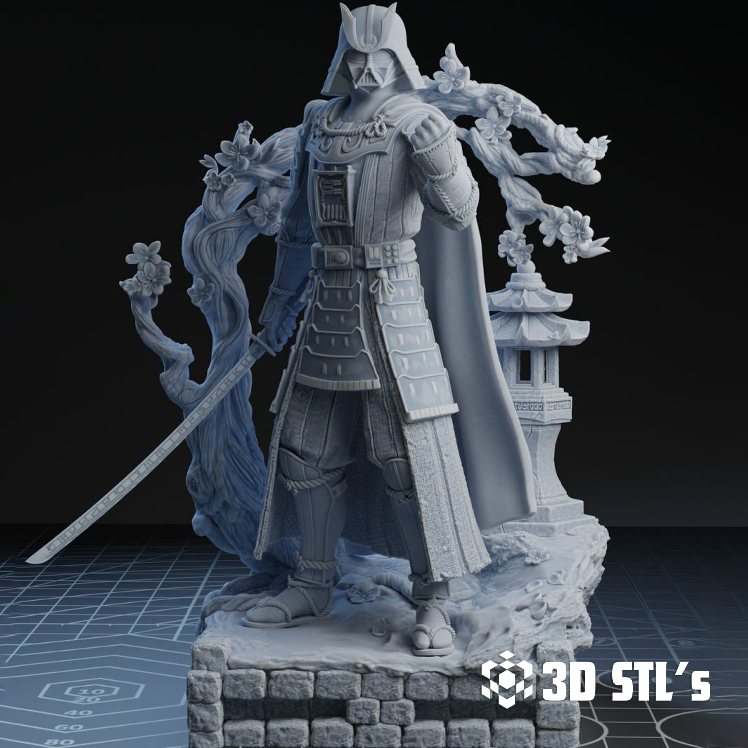Samurai Darth Vader STL – 3D print preview 3