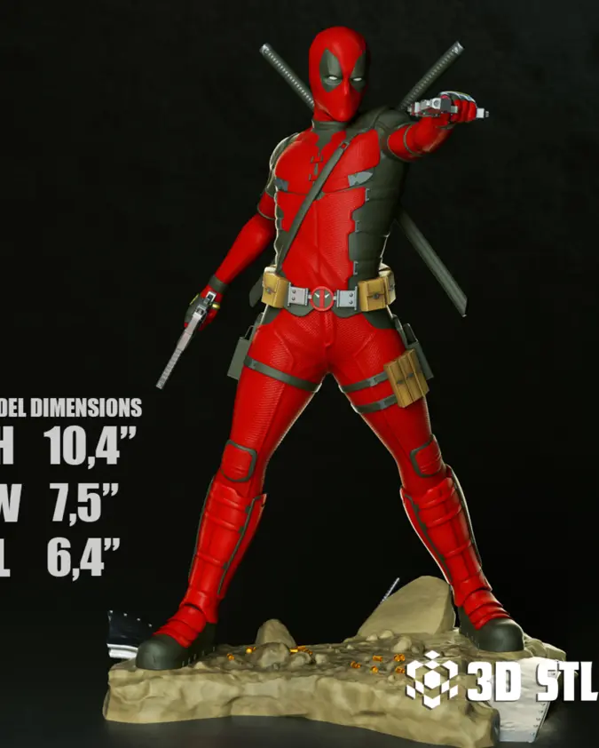 Deadpool STL File – Marvel Dual Katana 3D Print Figure