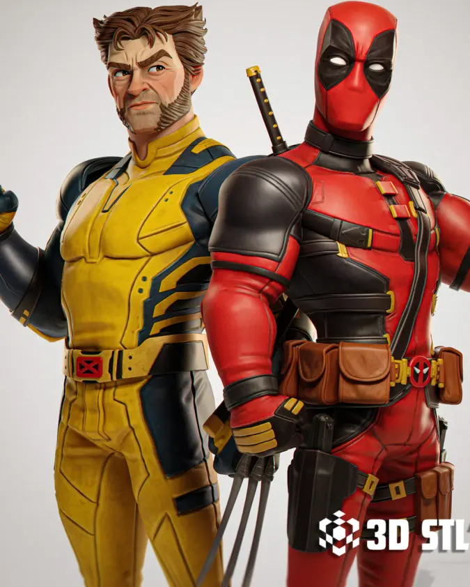 Deadpool & Wolverine STL File – Marvel Duo 3D Print Statue