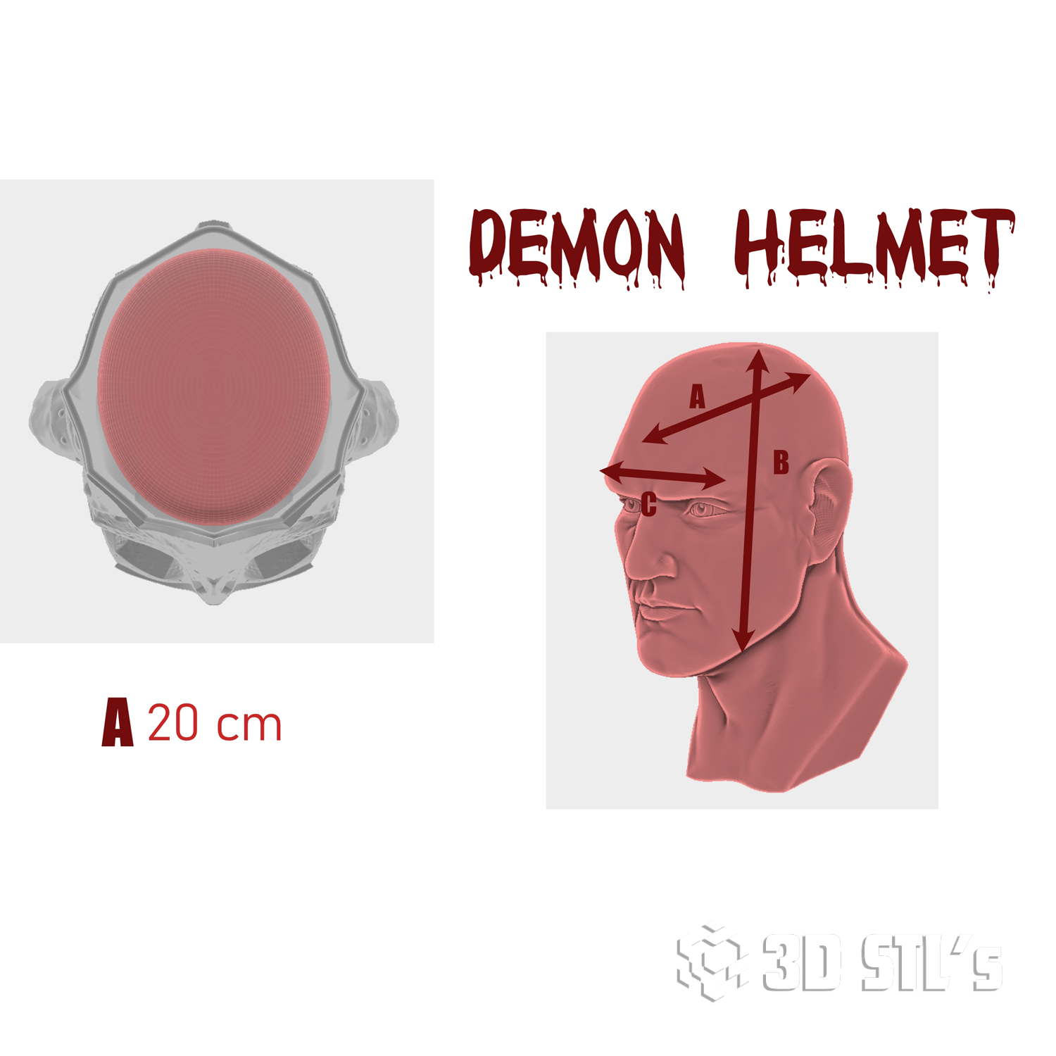 Demon Helmet STL – 3D print preview 2