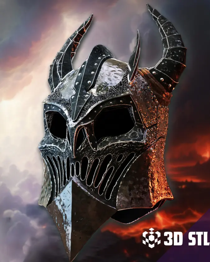 Demon Helmet STL – Horned Fantasy Cosplay Mask