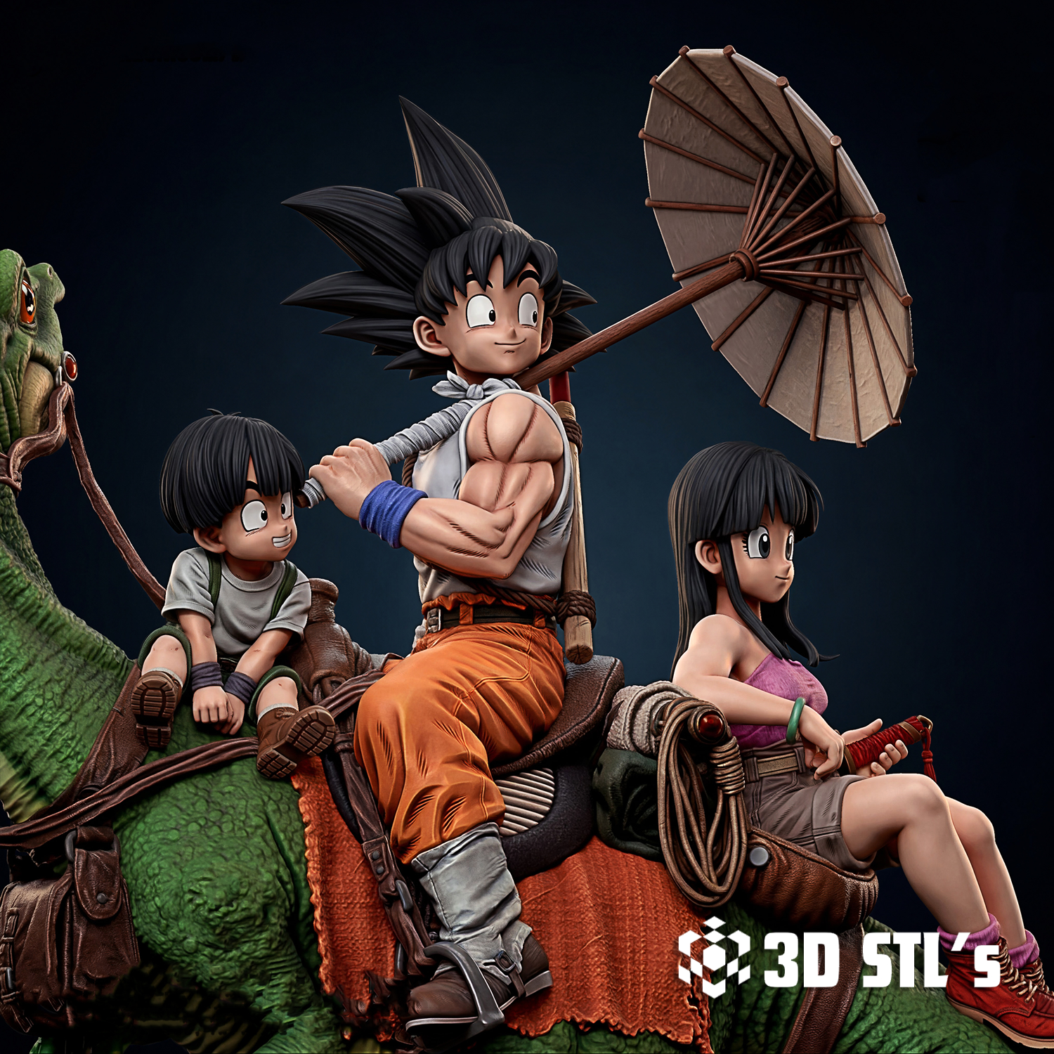 Goku and Family Diorama STL – 3D print preview 2
