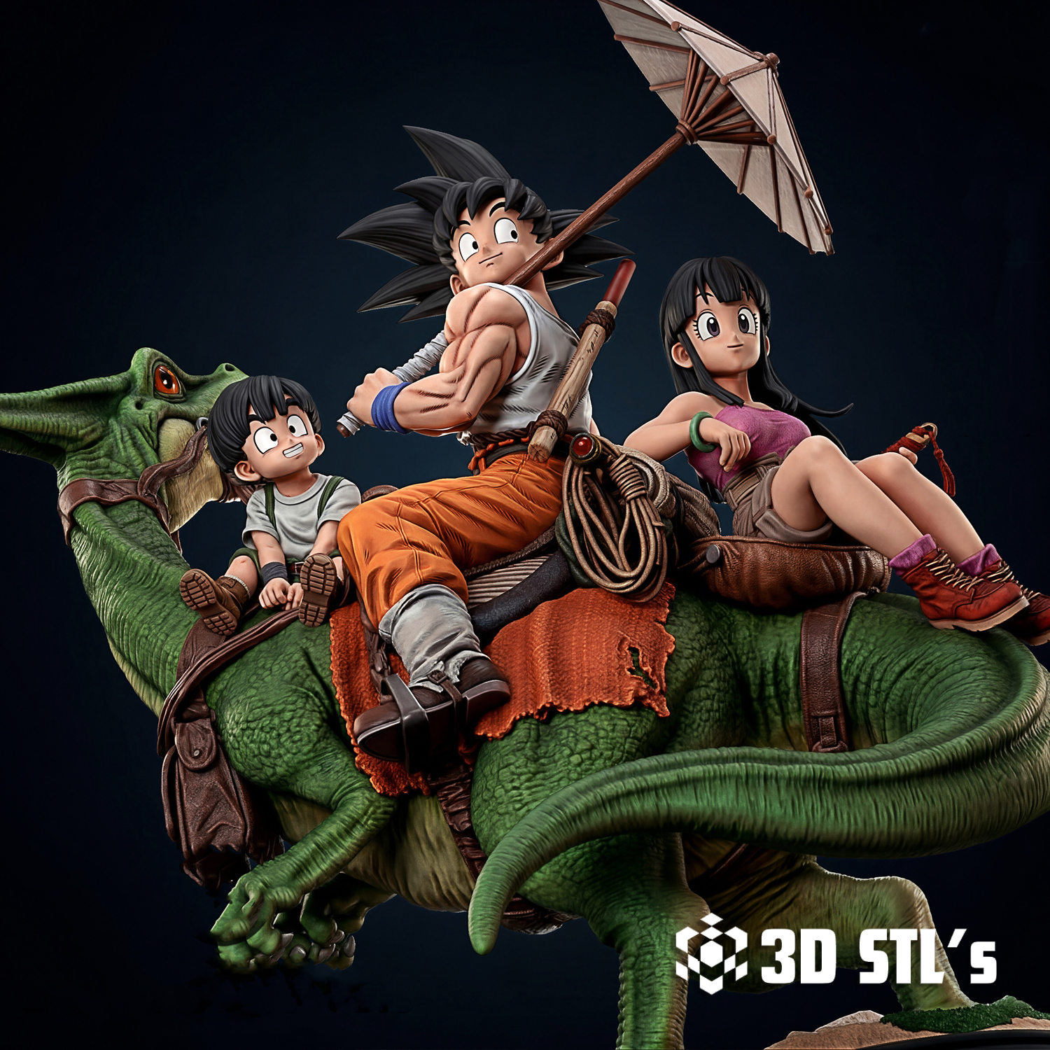 Goku and Family Diorama STL – 3D print preview 5
