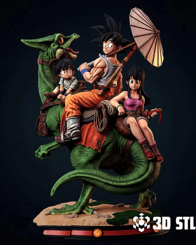 Goku and Family Diorama STL – Dragon Ball 3D Print Scene
