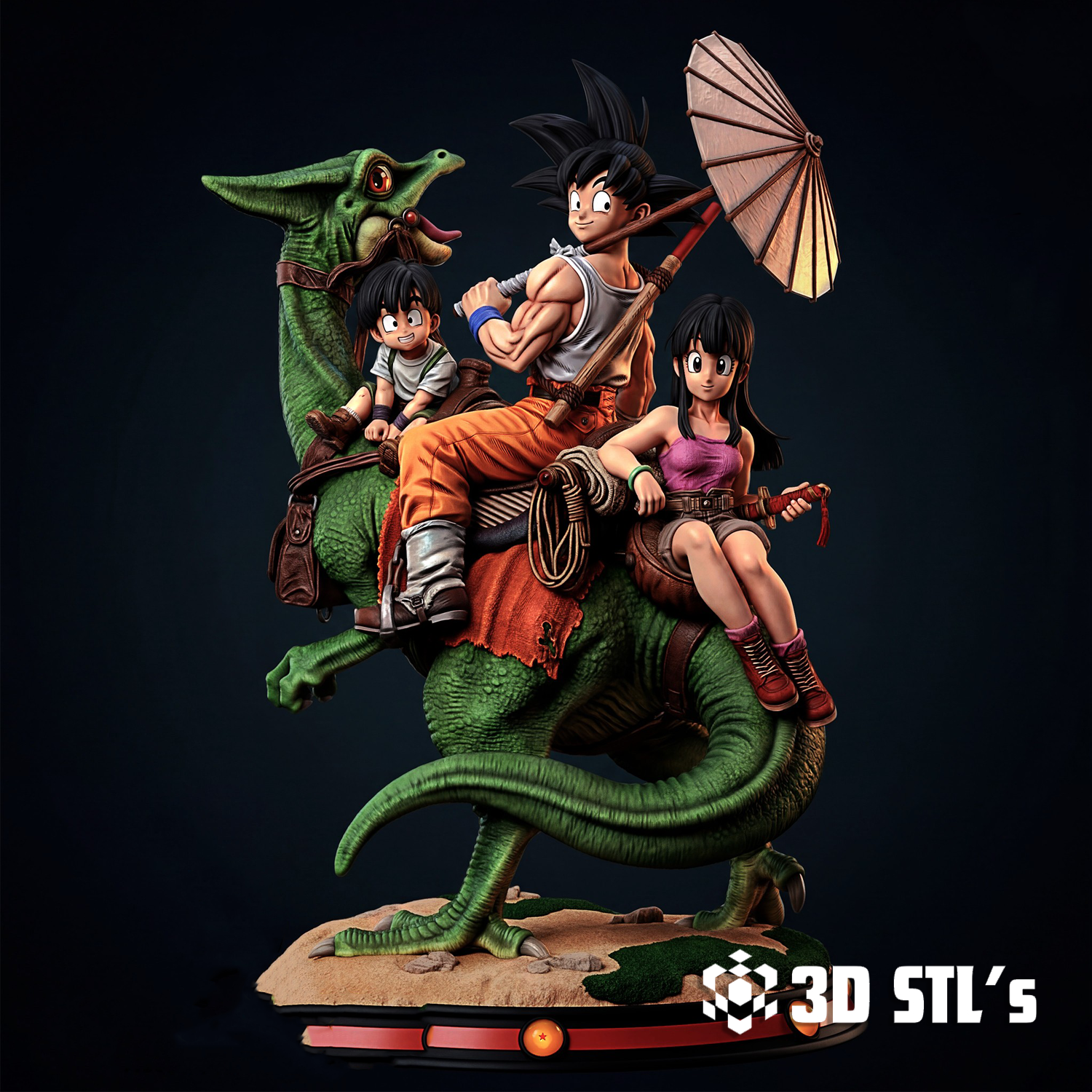 Goku and Family Diorama STL – Dragon Ball 3D Print Scene