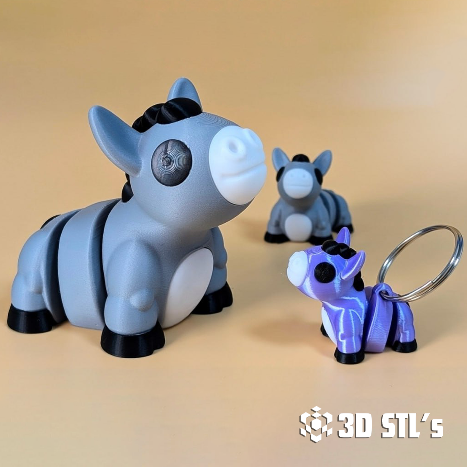 Donkey STL & 3MF – Standing and Sitting Farm Animal 3D Print