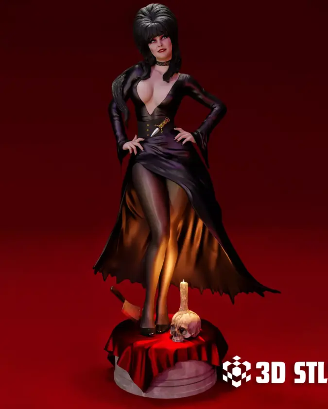 Elvira STL File – Mistress of the Dark Gothic 3D Print Figure