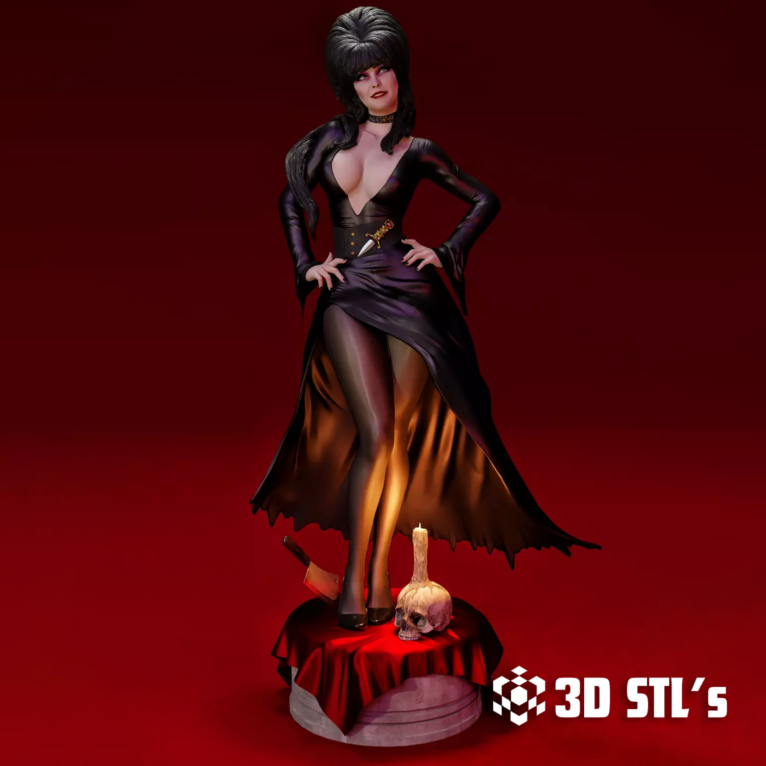 Elvira STL File – Mistress of the Dark Gothic 3D Print Figure