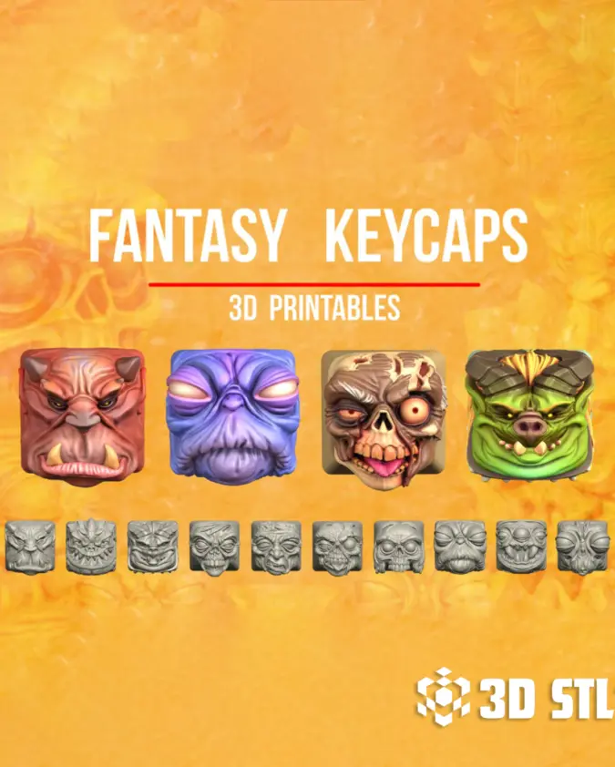 Fantasy Keycaps STL – Mythical Mechanical Keyboard Caps