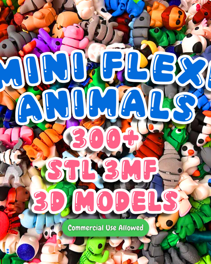 Flexi Mini Animals STL & 3MF Pack – 300+ Articulated Models