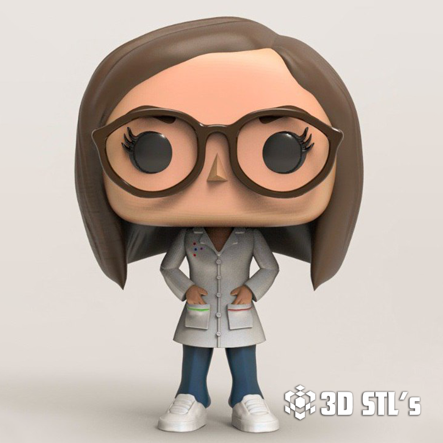 Funko-Style Teacher STL – Scientist in Lab Coat Chibi Figure