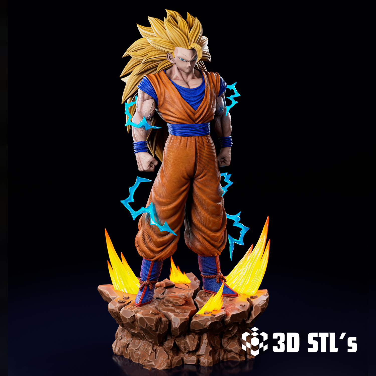 Goku Super Saiyan 3 STL – 3D print preview 2