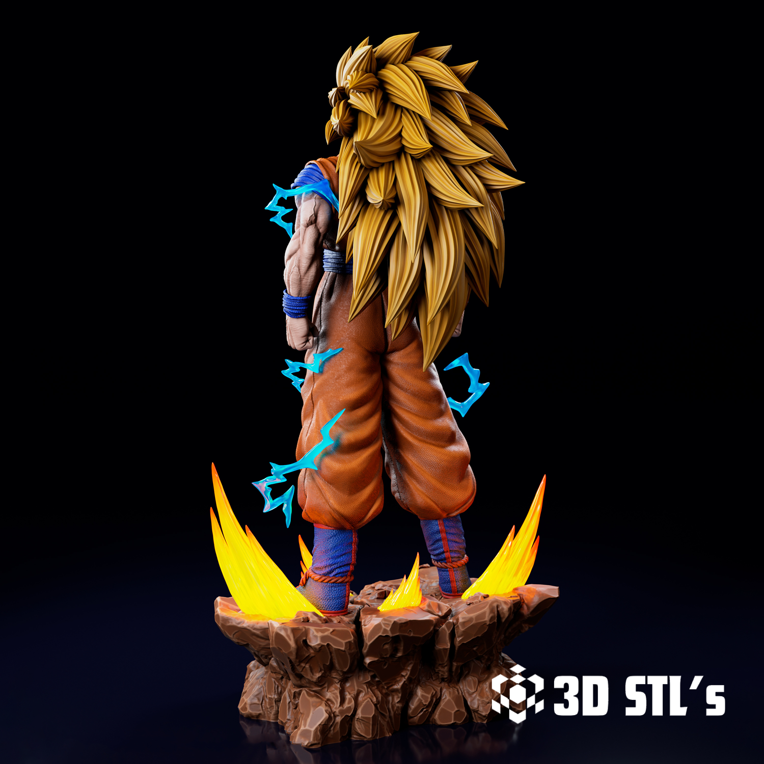 Goku Super Saiyan 3 STL – 3D print preview 5