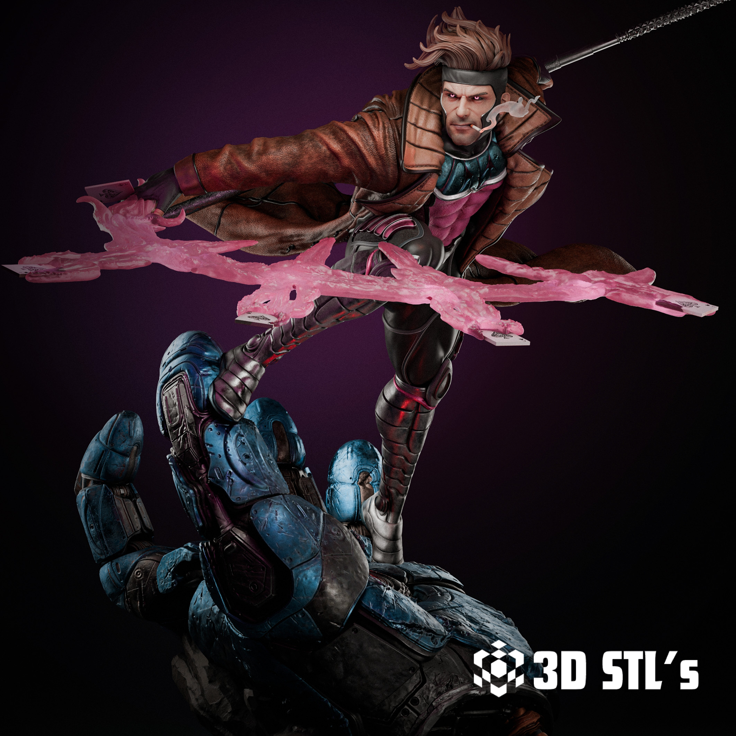 Gambit STL File – Marvel X-Men 1/6 Scale 3D Print Figure