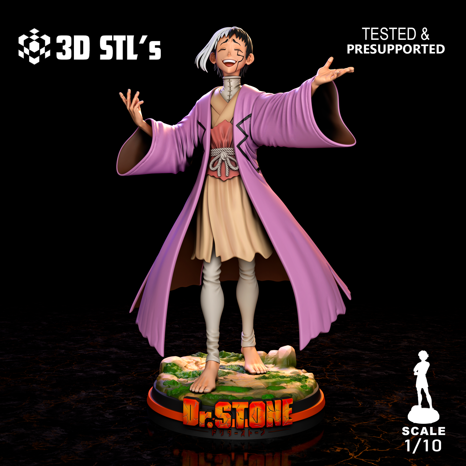 Gen Asagiri STL – Dr. Stone 1/10 Scale Anime Figure