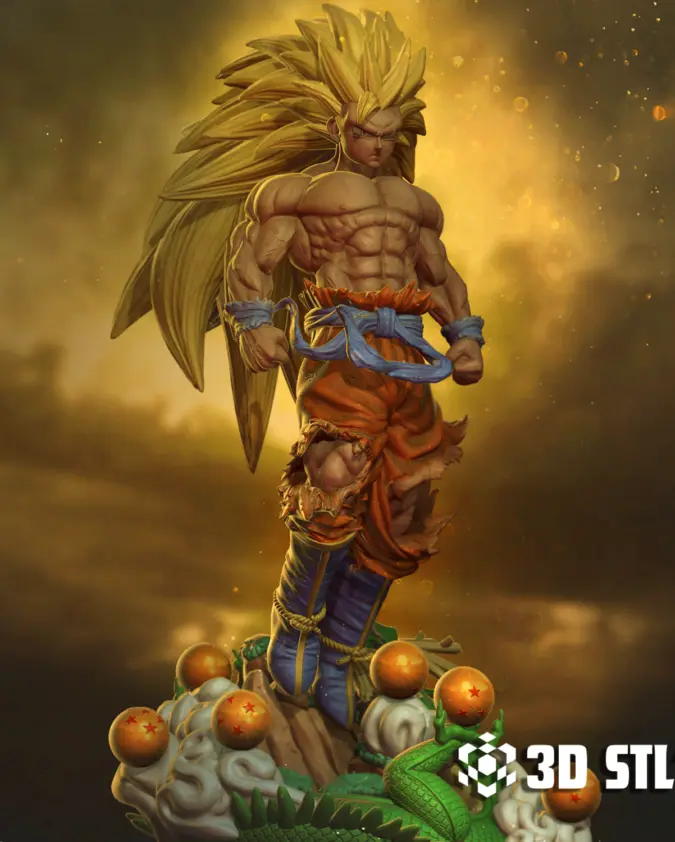 Goku Full Body STL File – Dragon Ball Z Battle Stance Figure