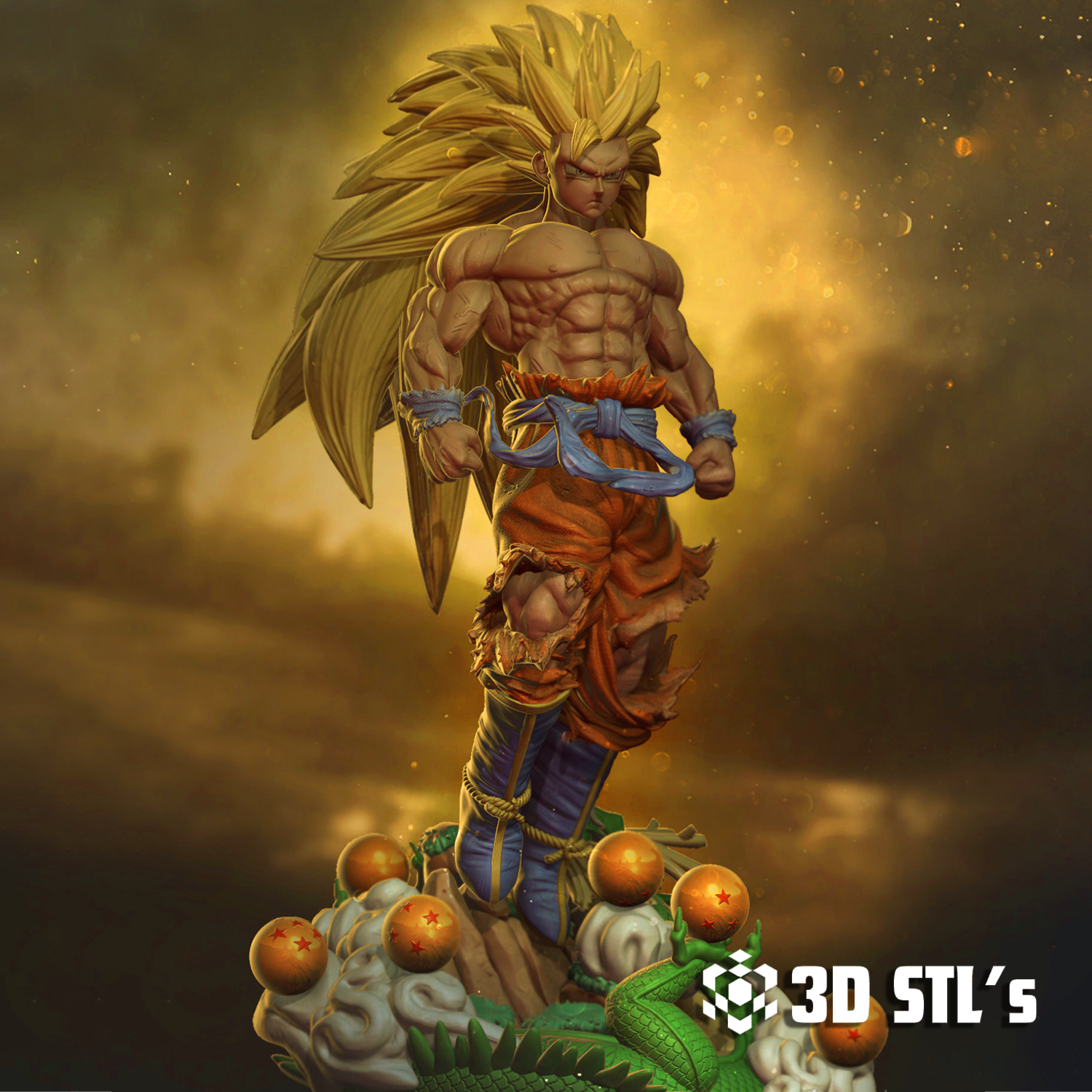 Goku Full Body STL File – Dragon Ball Z Battle Stance Figure