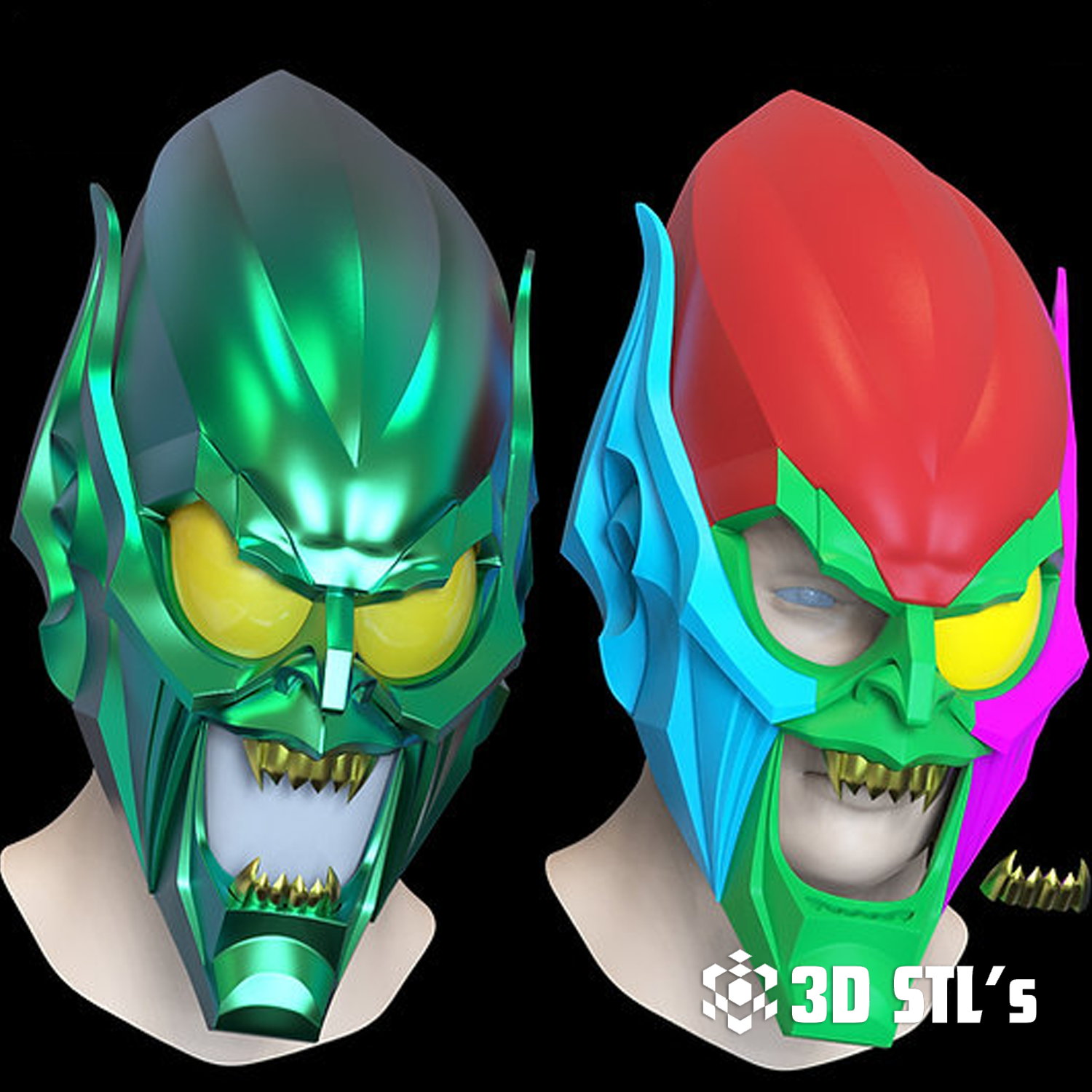 Green Goblin Helmet STL – Spider-Man Villain Cosplay Mask