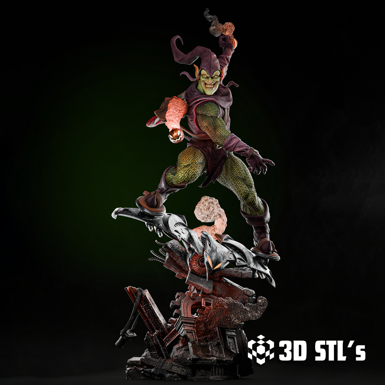 Green Goblin STL Figure & Bust – 3D print preview 3