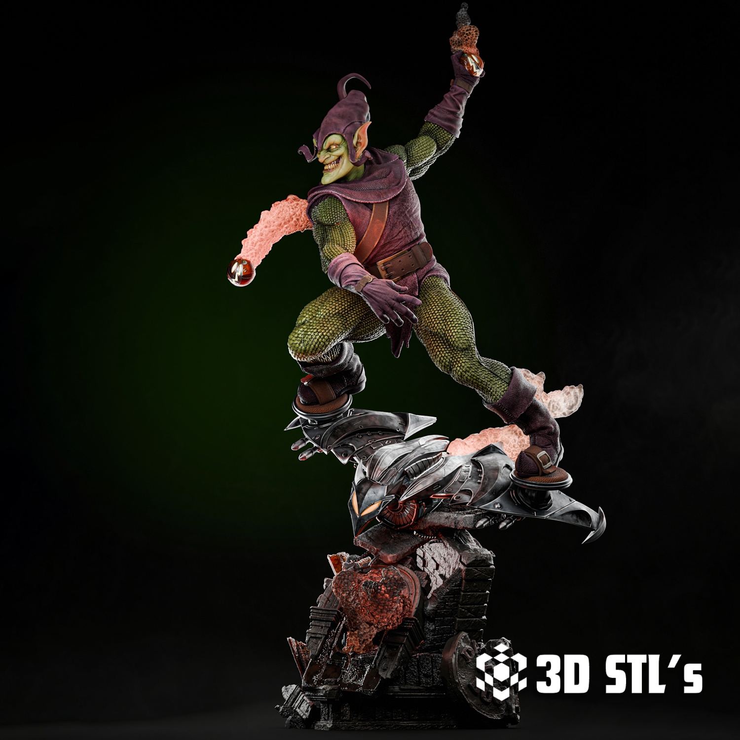 Green Goblin STL Figure & Bust – 3D print preview 5