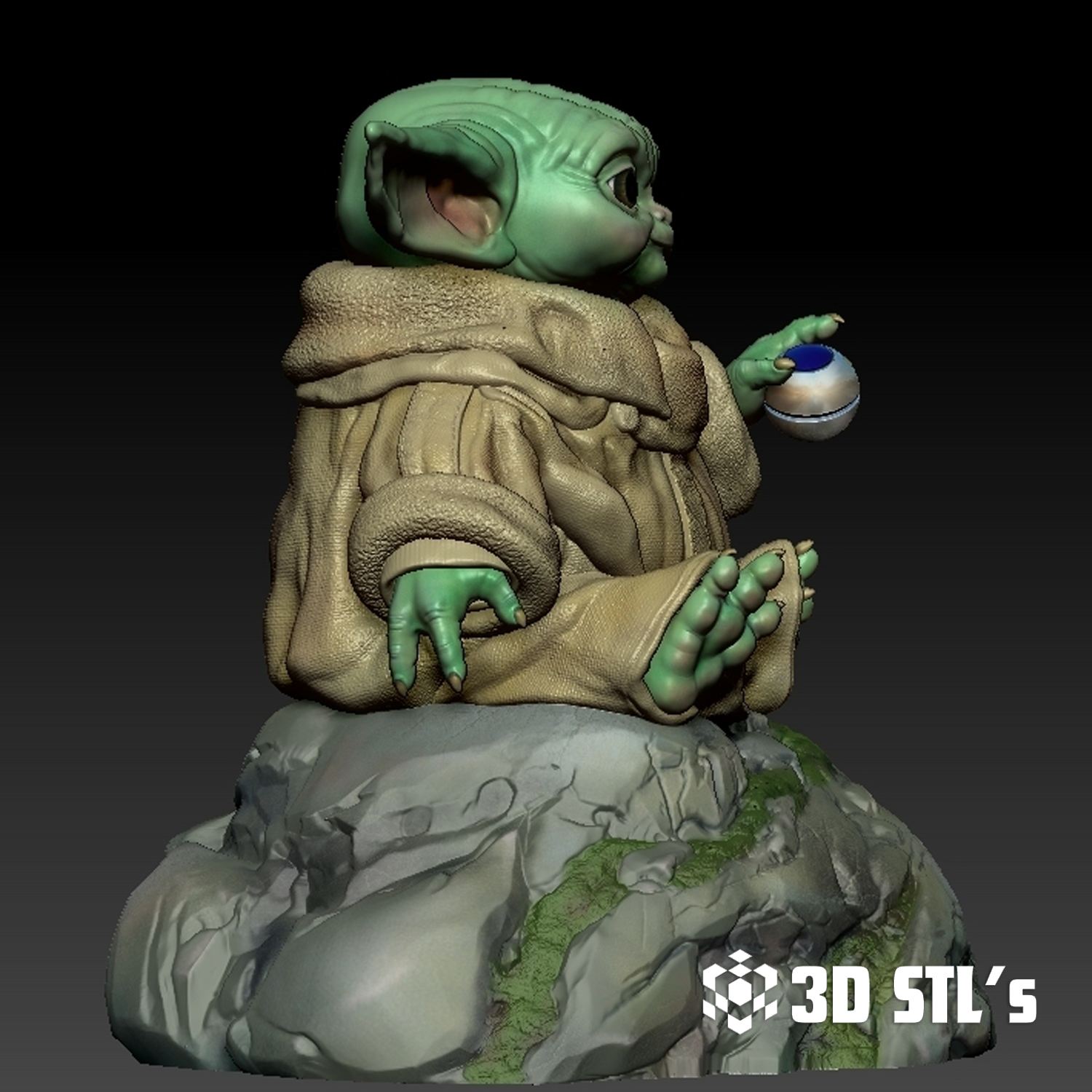 Grogu STL – 3D print preview 3